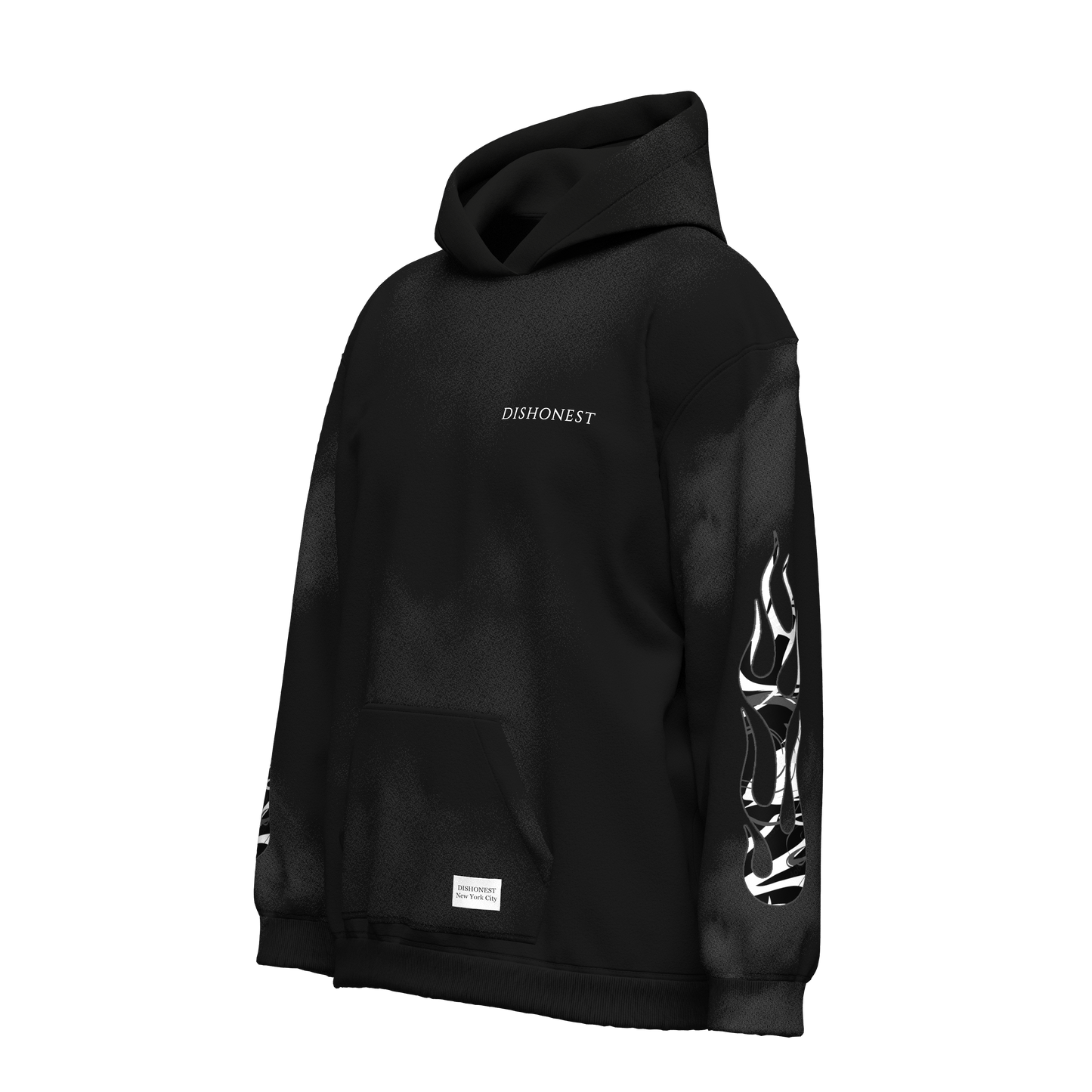 Dishonest Black Marble Flame Hoodie